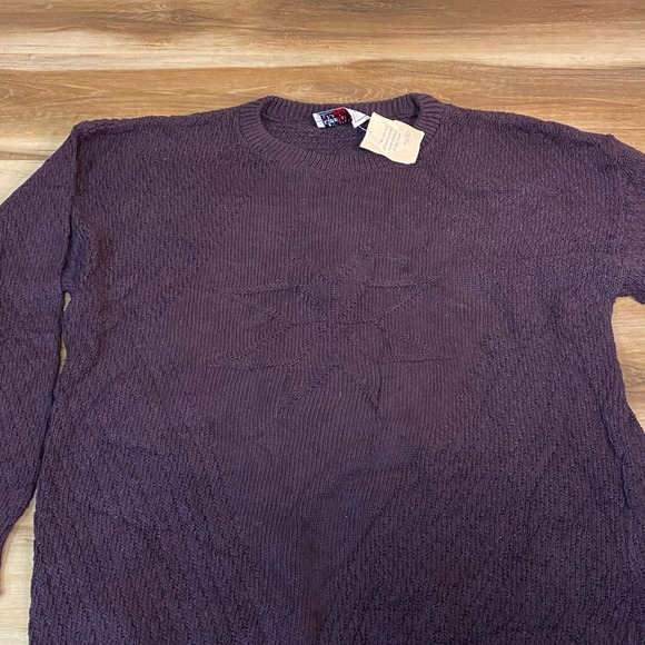 Vintage 90s Cable Knit Sweater Mens Large Purple Textured Crewneck made in USA - Picture 3 of 8